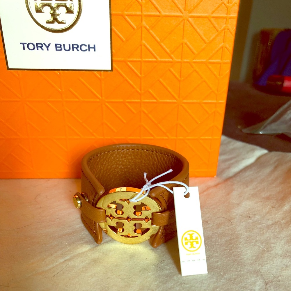 Tan Tory Burch leather cuff